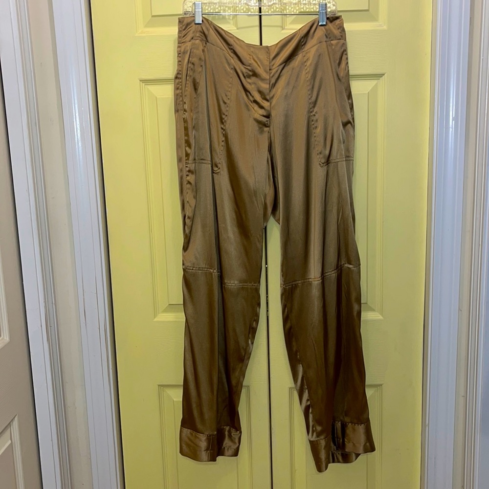 Donna Karan Collection gold satin silk pant